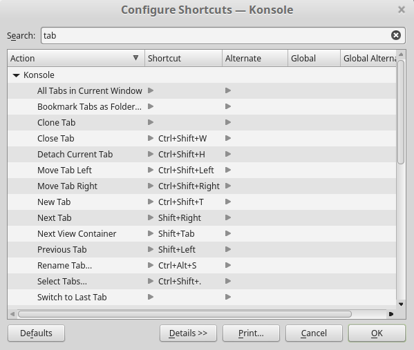 How to switch tabs in Konsole